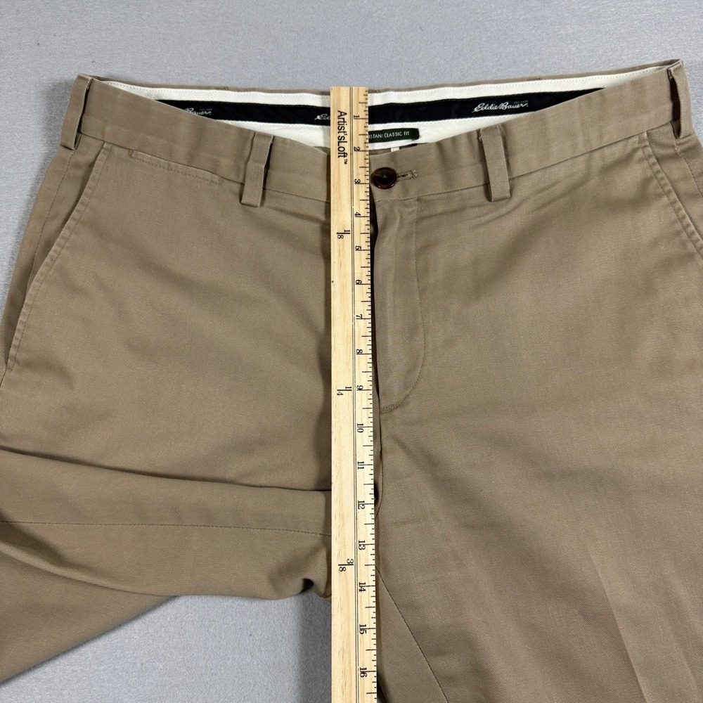 Eddie Bauer Mens Pants Classic Fit 36x30 Khaki Cotton Wrinkle Resistant Chino - Picture 10 of 13